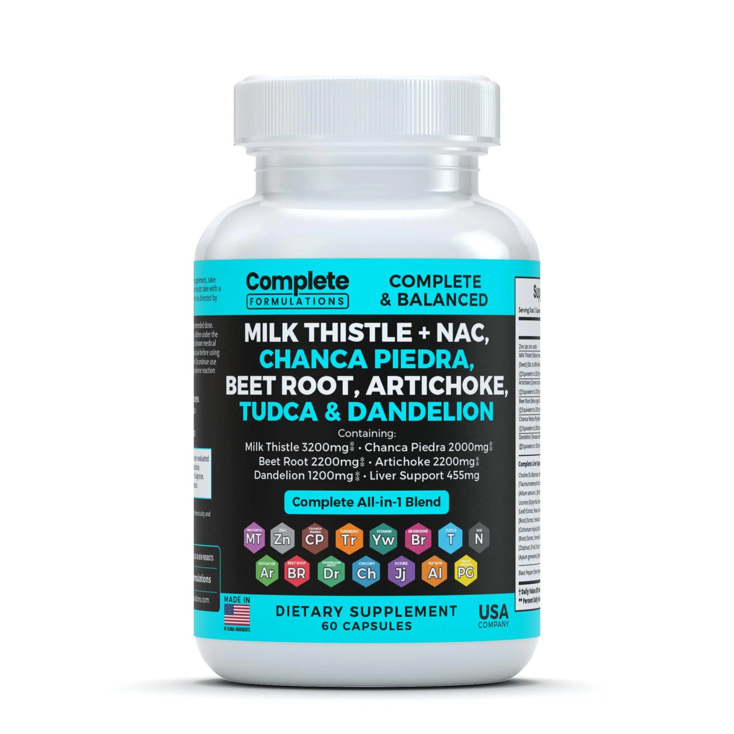 Milk Thistle + NAC Liver Support Supplement with TUDCA & Herbal Extracts – 60 Capsules