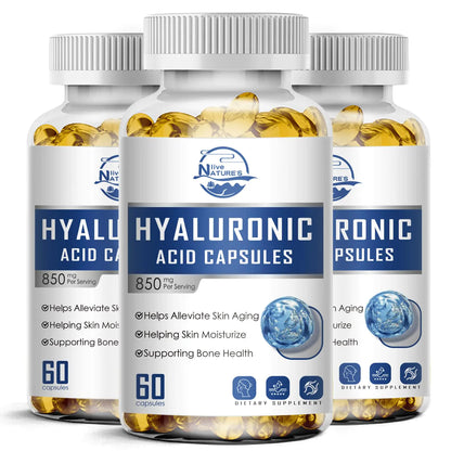 Hyaluronic Acid Capsules 850 mg – Double Strength Skin & Joint Support (3 Pack, 180 Capsules)