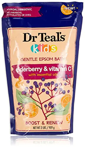 Kids Epsom Salt Bath Soak with Elderberry & Vitamin C – Gentle & Hypoallergenic (2 lb)